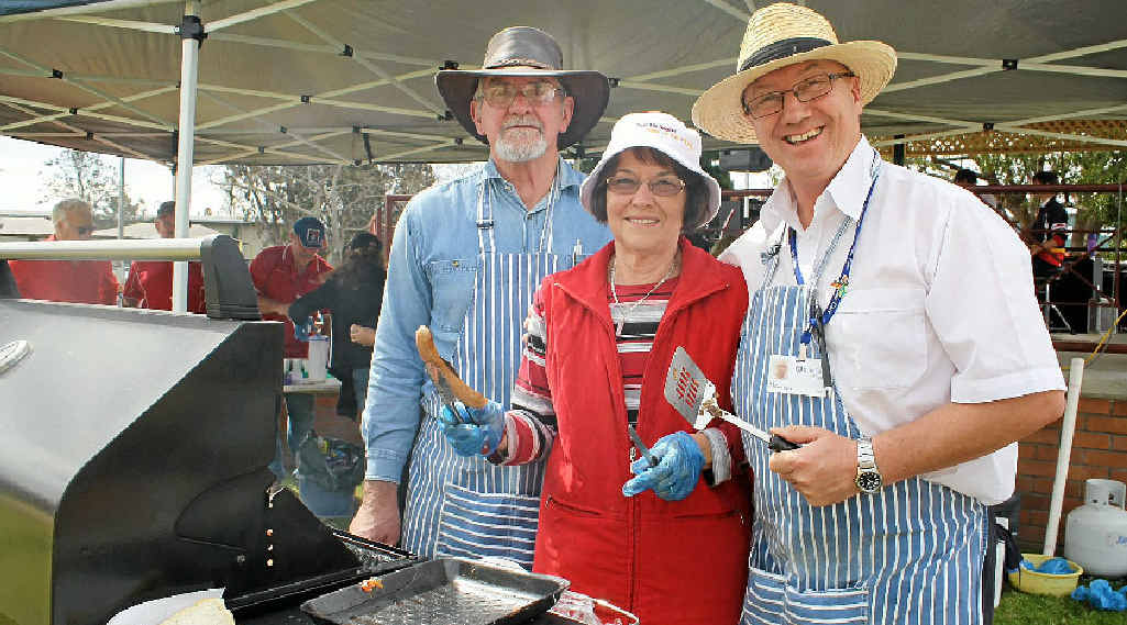 SENIORS WEEK FUN: Perce Wyeth, Anne Keenan and Kevin Creighton man the sausage sizzle during the Seniors Week Music in the Park event last year. SENIORS WEEK FUN: Perce Wyeth, Anne Keenan and Kevin Creighton man the sausage sizzle during the Seniors Week Music in the Park event last year.